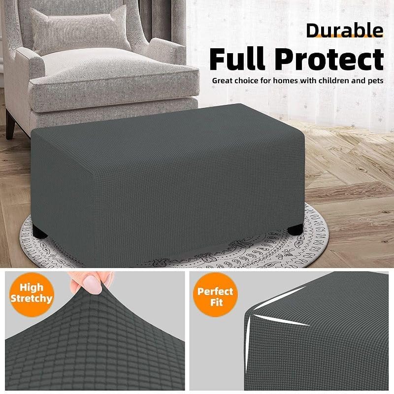 XGANGM Elasticizzato Copri Pouf Rettangolare Contenitore Grande/Piccolo/Medio Fodera Per Panca Poggiapiedi Copri Sgabello Ottomano Copertura Per Cassapanca Rettangolare,H,1Medium