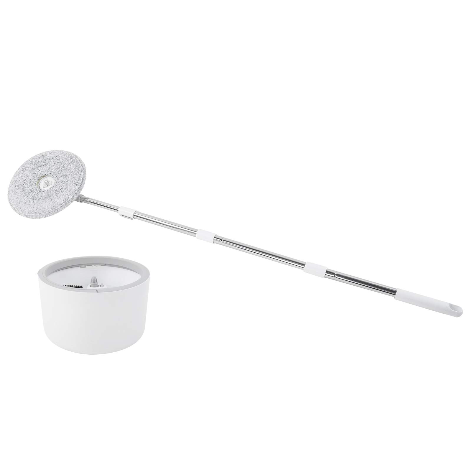 Juego de fregona giratoria universal y cubo para una fácil limpieza en casa con paño de microfibra y mango de acero inoxidable