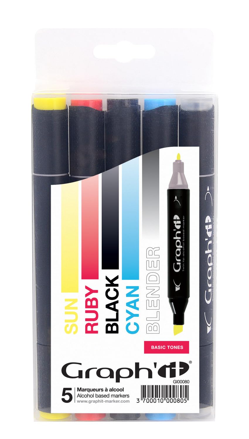 GRAPH'IT Set 5 markers Basic tones