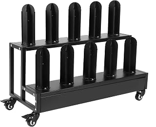 3/2 Tier Commercial Textile Fabric Roll Holder with Wheels Rolling Vinyl Roll Storage Rack Cart for Curtain/Wallpaper/Tablecloth
