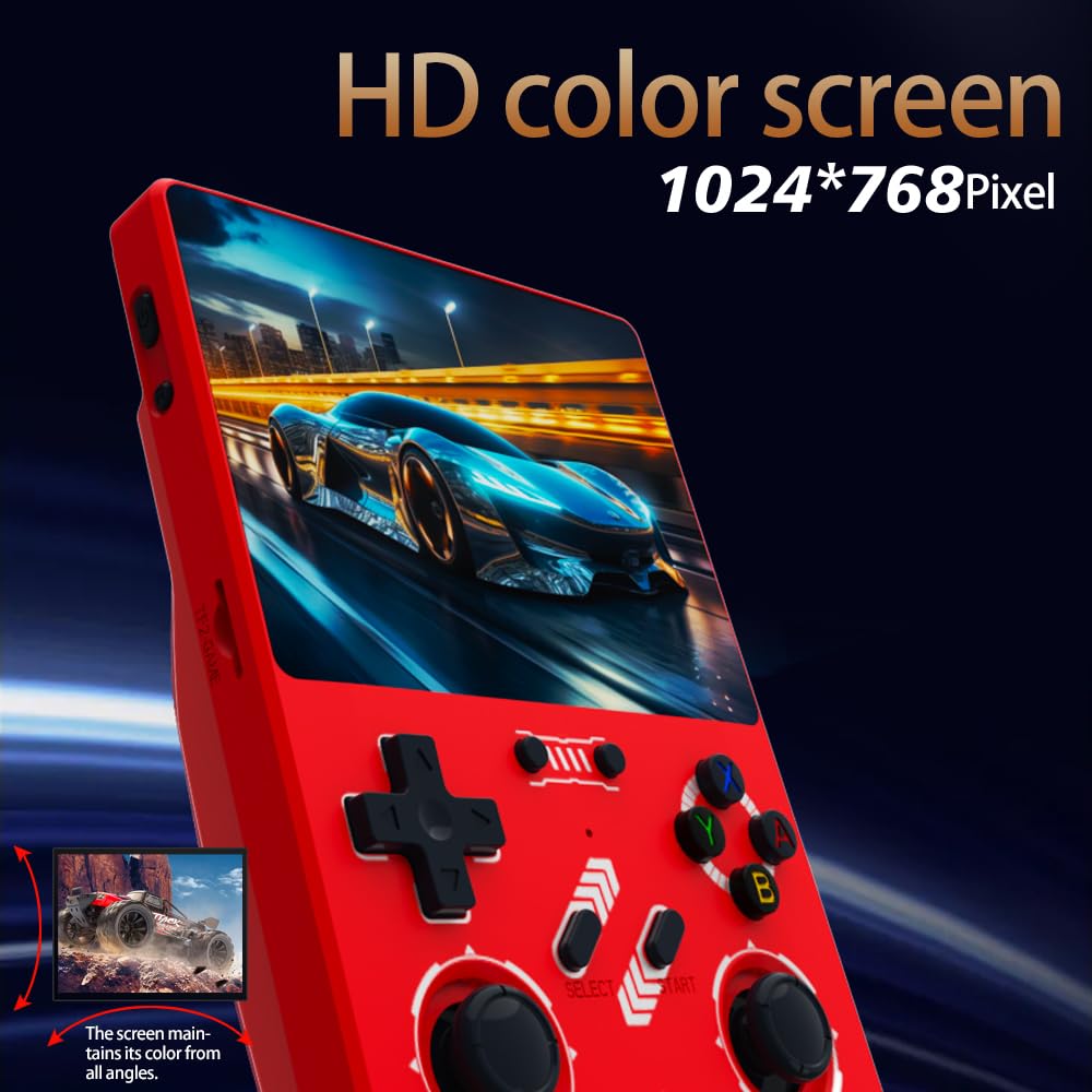 R40XX Consola de Juegos Portátil Retro de 128 GB, Consola Emuladora con 20.000+ Vídeo Juegos 20+ Emuladores, Sistemas Linux, Pantalla HD de 4,2 Pulgadas, Joysticks 3D, Baterías de 4000mAh