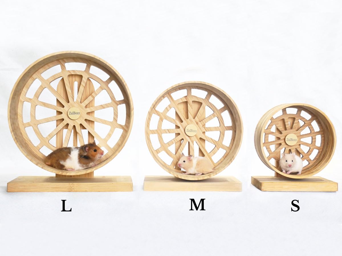 Hamsterrad aus Bambus Ø 28 cm – Leises Holz-Laufrad mit Höhenverstellung | Für Große Syrische Hamster, Zwerghamster, Rennmäuse & Mäuse
