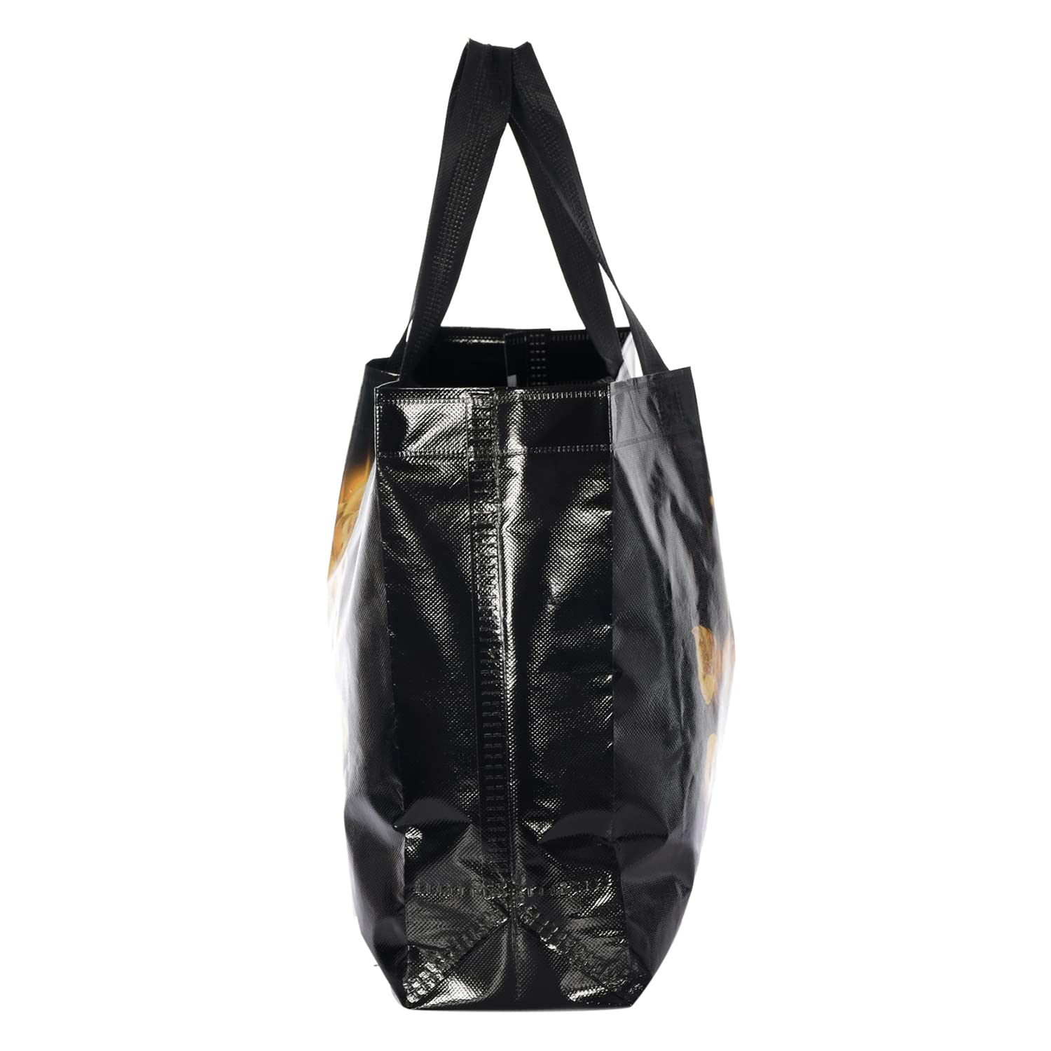 Kuber Industries Rose Printed Laminated Non Woven Party Favor Gift Bag, Tote Bag, Carry Bags with Handles- Pack of 6 (Black)-50KM01130 2