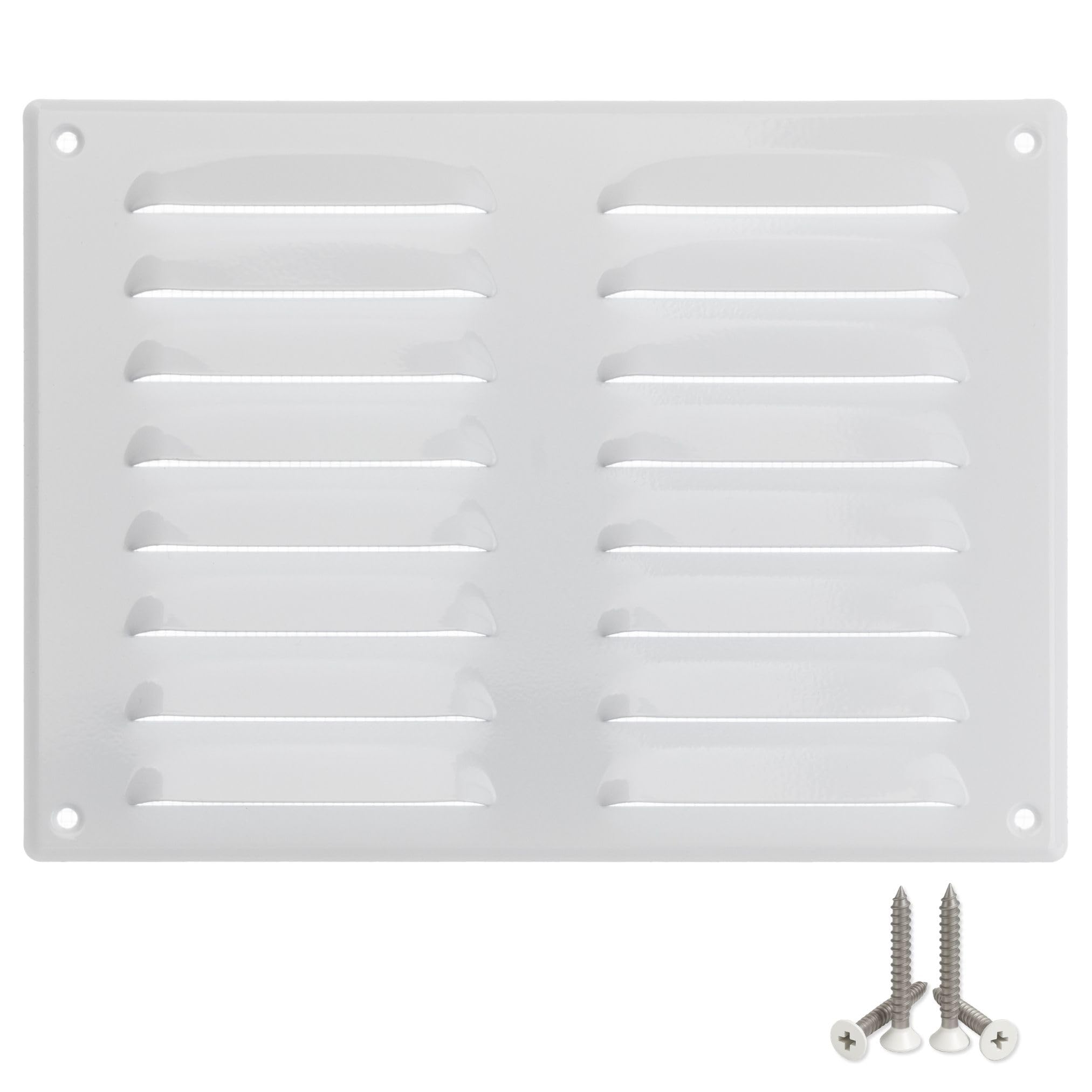 Lirast White 260X190mm / 10X7 Inch Metal Ventilation Grille - Air Vent Cover With Insect Mesh