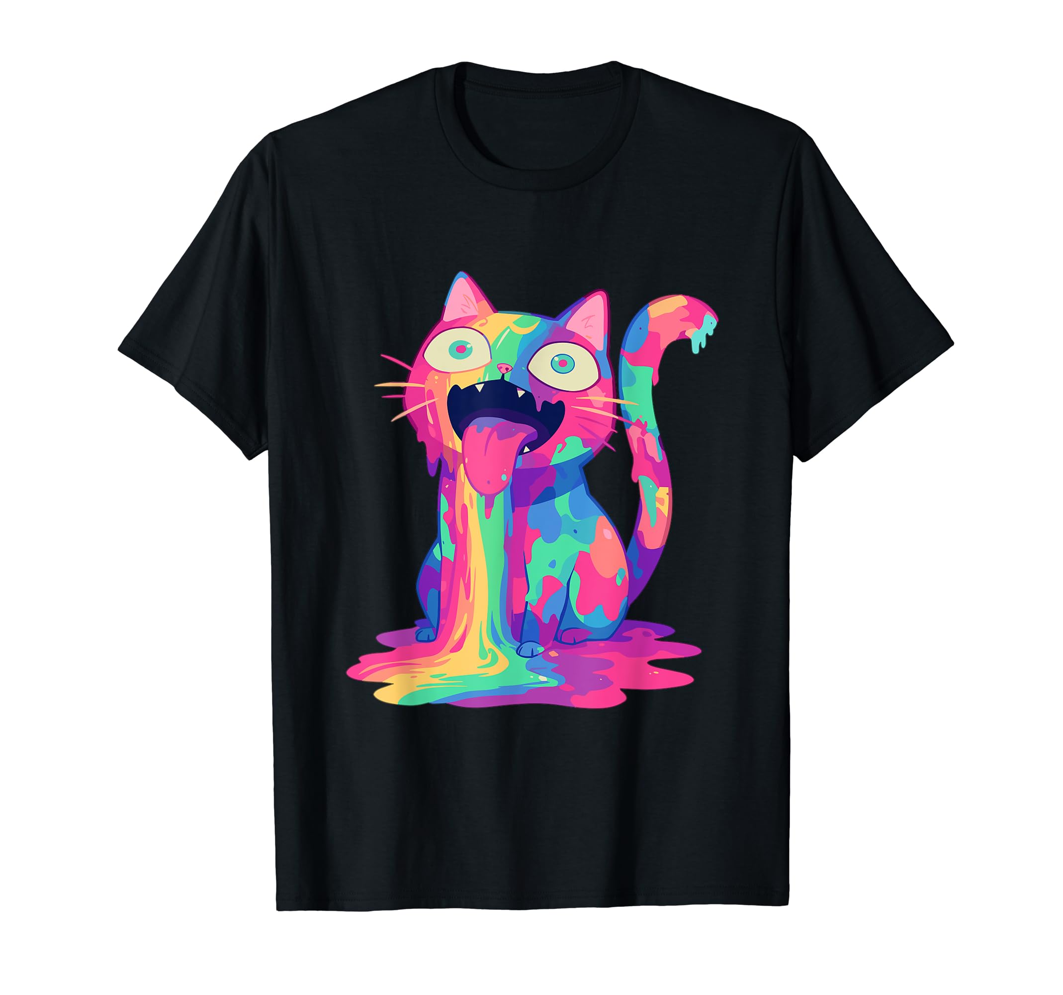 Trippy Party Crazy Rainbow Cat EDM Festival T-Shirt