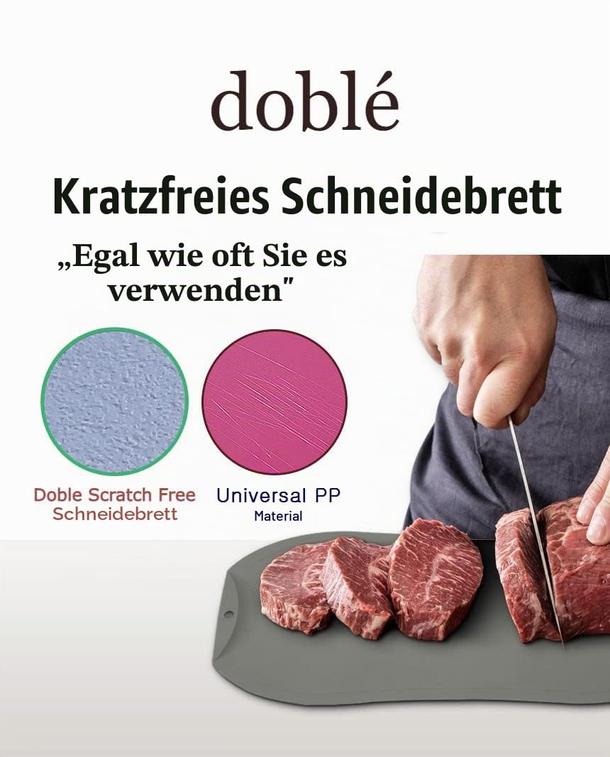 doblé Kratzfestes, flexibles Schneidebrett zum Hacken, kratzfreie Saftrillen mit handlichem Griff, rutschfest, spülmaschinenfest für die Küche (groß (39,6 x 27,2 cm), Minzgrün