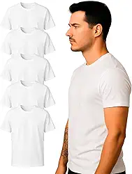 Kit 5 Camisetas Masculinas Básicas 100% Algodão 30.1 Premium Gola Redonda