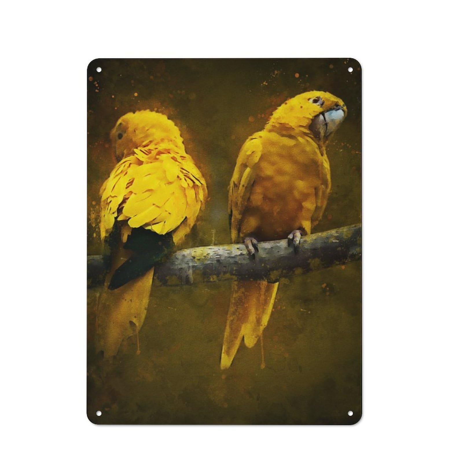 Junmoney Yellow Parrot Vintage Metal Plaque 40X30cm Featuring For Garage Wall, For People Furnishing A Garage