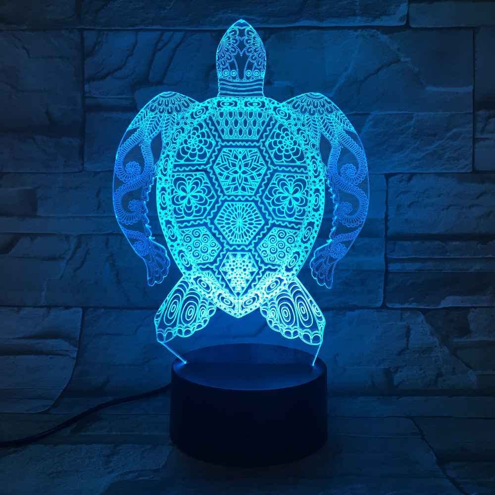 Veilleuse Tortue 3D 7 Couleurs Changeantes Avec Interrupteur Tactile