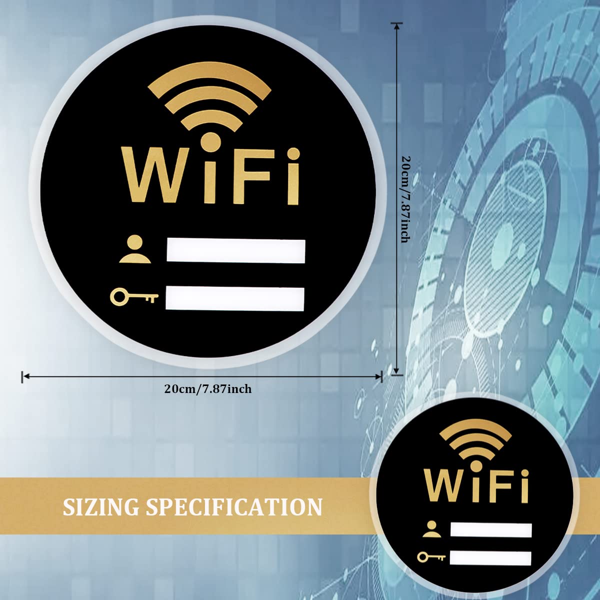 WiFi Password Sign Wireless Network Coverage Sign with Self-Stick (20x20cm), size-2 - Image 2