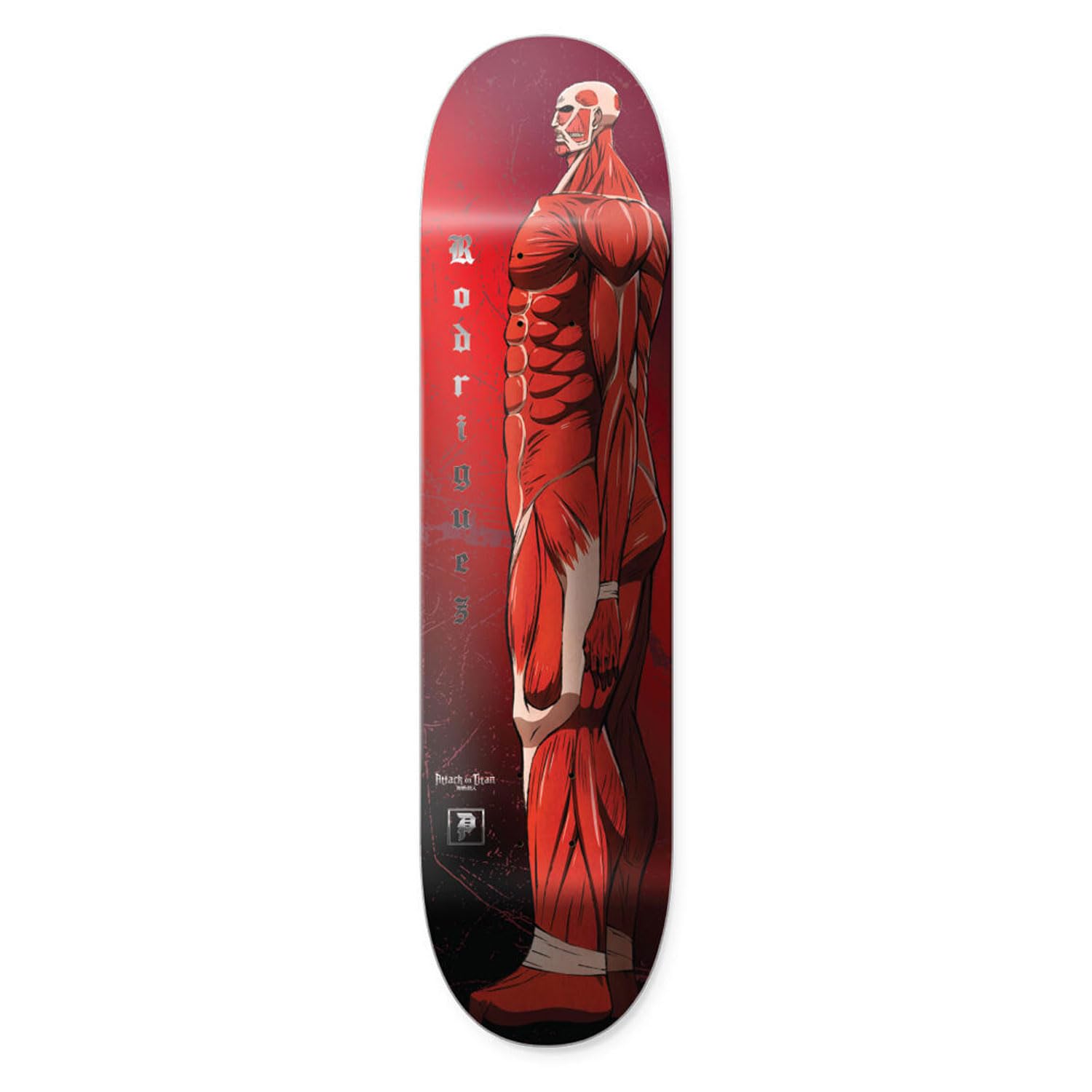 PRIMITIVE（プリミティブ）Primitive Skateboard Deck Attack on Titan Rodriguez Colossal 8.5"" x 32"", Red