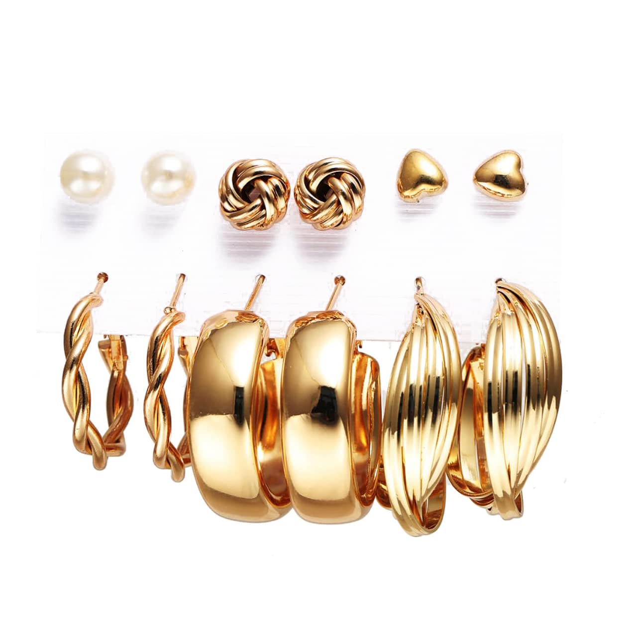 Jewellery Gifts Stylish Latest Western Ear rings Gold Plated Combo of Studs and Hoops Earrings Set for Girls and Women (Style 7)