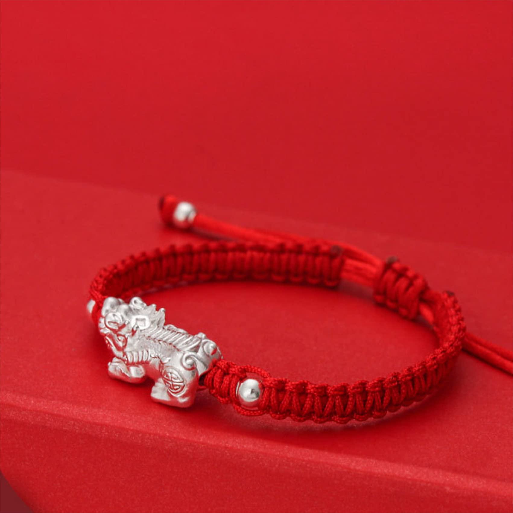 Amuleto Feng Shui Hilo Rojo/Piyao Pulsera de Riqueza Amuletos de la Suerte Pulsera de Plata Esterlina Pulsera de Chakra de Cristal Curativo Reiki Talismán para Prosperidad Dinero Buena Suerte