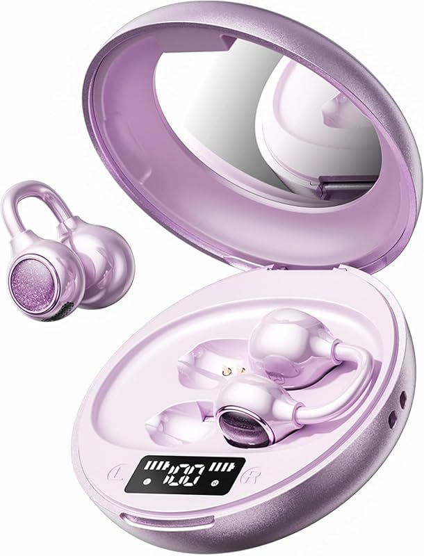 WUYUEGE 2026 Open Ear Clip-On Earbuds, Bluetooth 6.0, Mirror Case,40H, IPX6