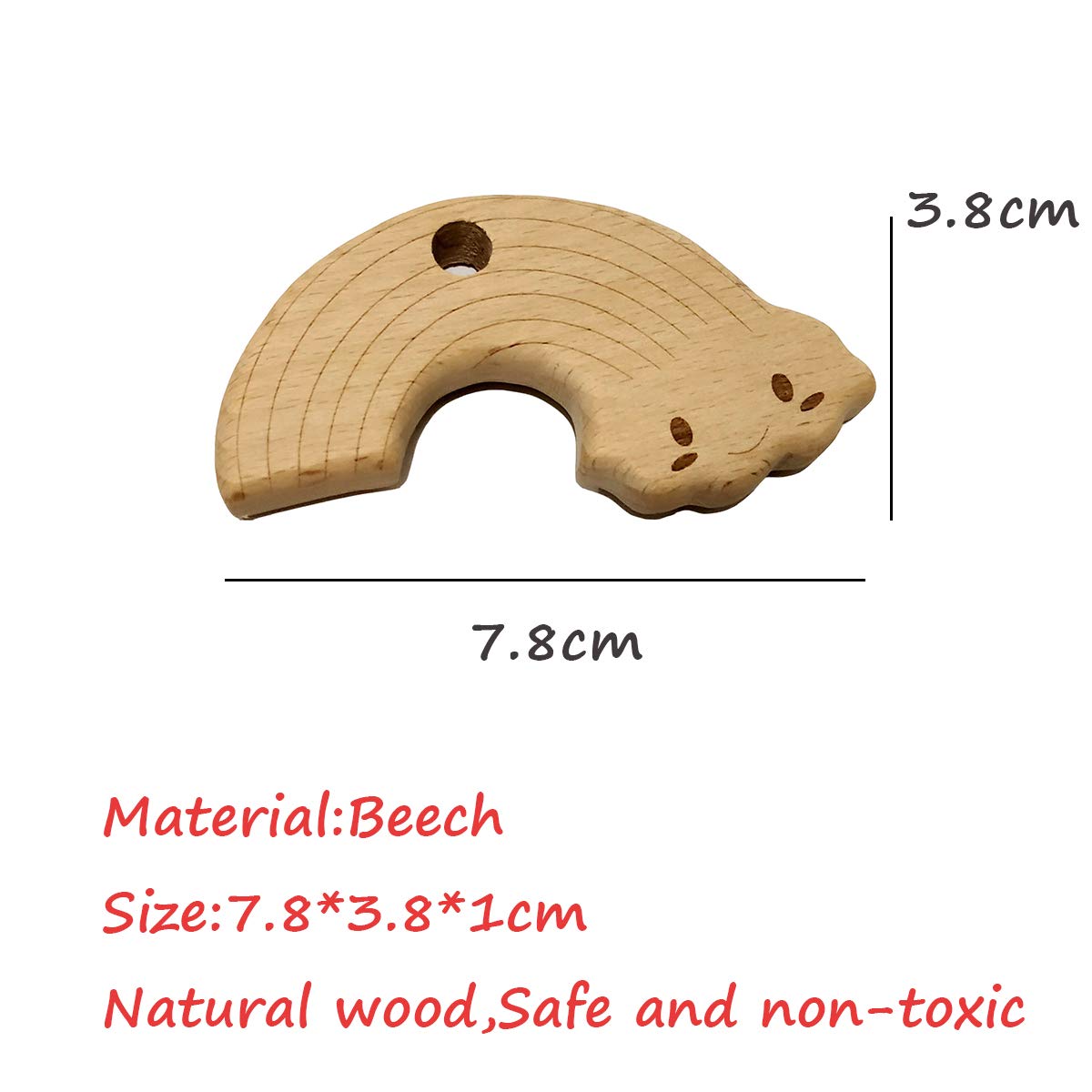 2pcs Lovely Cartoon Wood Pendant Pure Natural Animal Shape Beech Wooden Handmade Cut Pattern DIY Beading Necklace Pendant (Rainbow 2pcs)