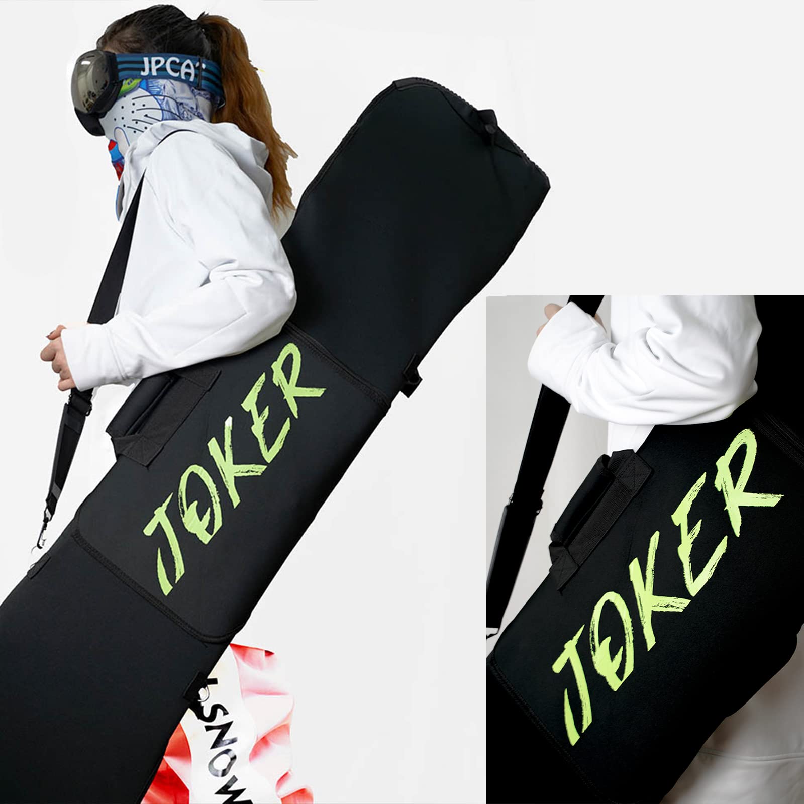 WEALTHY73 Portable Universal Veneer Elastic Protective Sleeve Snowboard Equipment Storage Bag Shock-Resistant SBR Elastic Fabric Comfortable and Wear-Resistant,Black,145CM