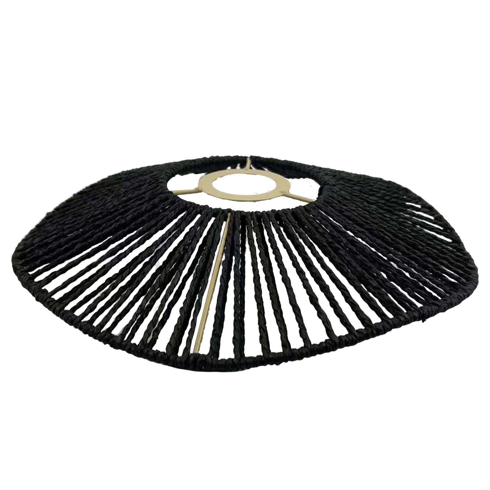Abat-Jour en Corde tissée Abat-Jour Rustique pour Lampe de Plafond Boho Abat-Jour Suspendu pour Salon, Noir