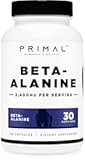 Primal Beta-Alanine Capsules 3400mg (30 Servings, 120 Capsules) - Supplement, Gluten-Free & Non-GMO, 850mg Per Cap