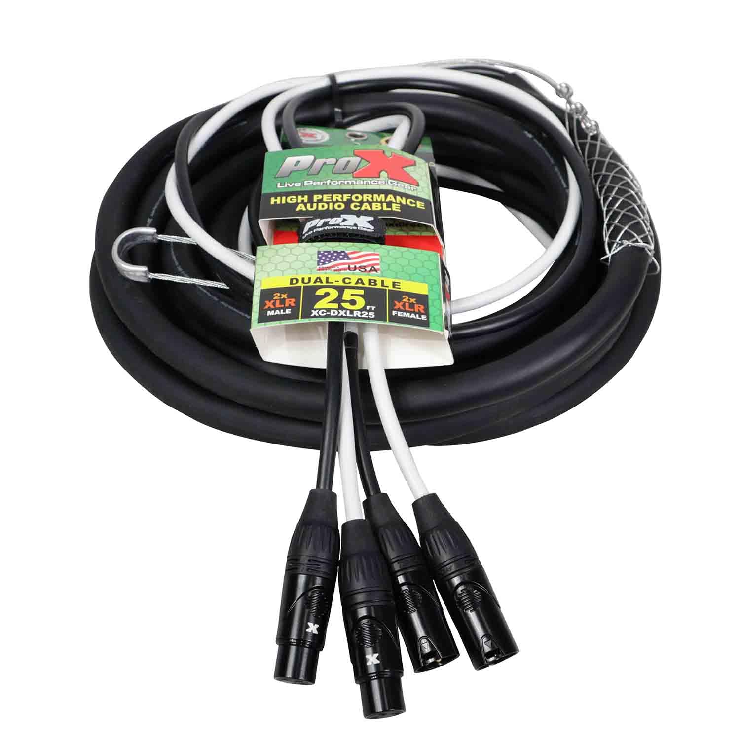 ProX Live Performance Gear Prox XC-DXLR25 Balanced Dual XLR-M to Dual XLR-F High Performance Audio Cable - 25 Feet