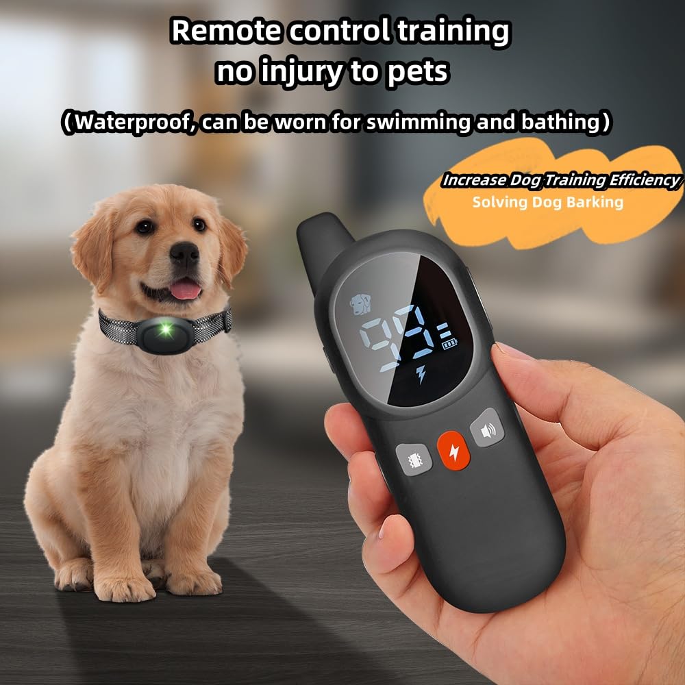 Wireless Dog Fence - Remote Control Dog Electronic Training Collar - Electric Waterproof Training Dog Collar for Small, Medium and Large Dogs, 3 in 1 Waterproof Anti-Bark Training Collar (for 2 Dog)