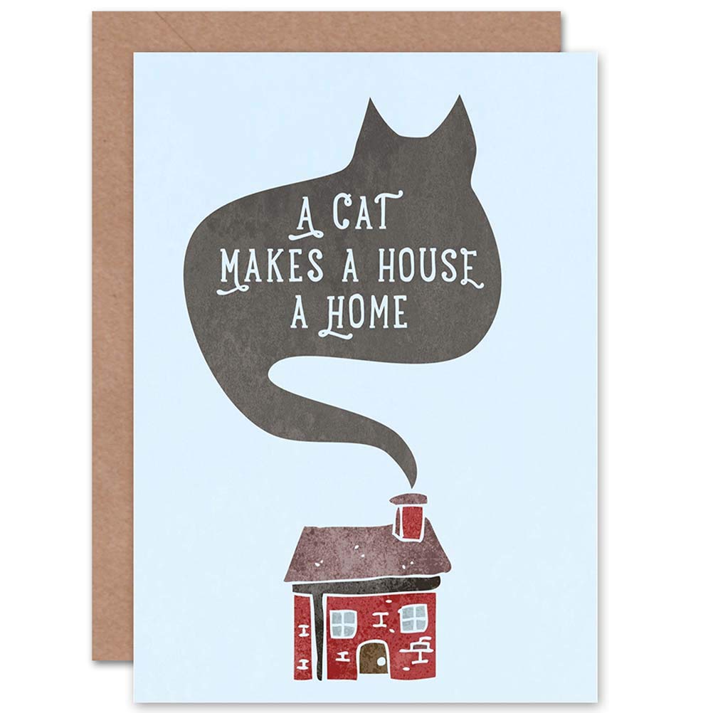Wee Blue Coo New Home Cat House Smoke Art Gift Sealed Greeting Card Plus Envelope Blank inside