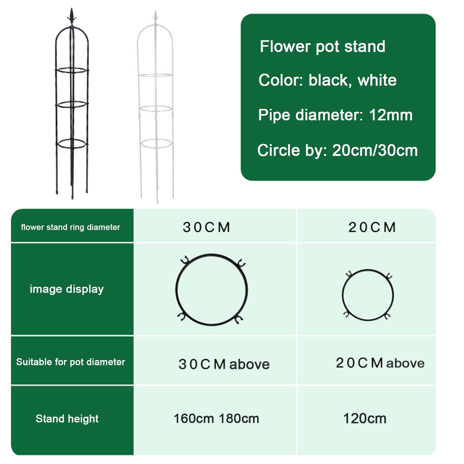 AEMIN Tower Obelisk Garden Spalier,Tomatenpflanzenkäfig Für Stützrose, Gemüseranken Ziyang, Spiral Plant Support (Color : White, Size : 20x120cm)