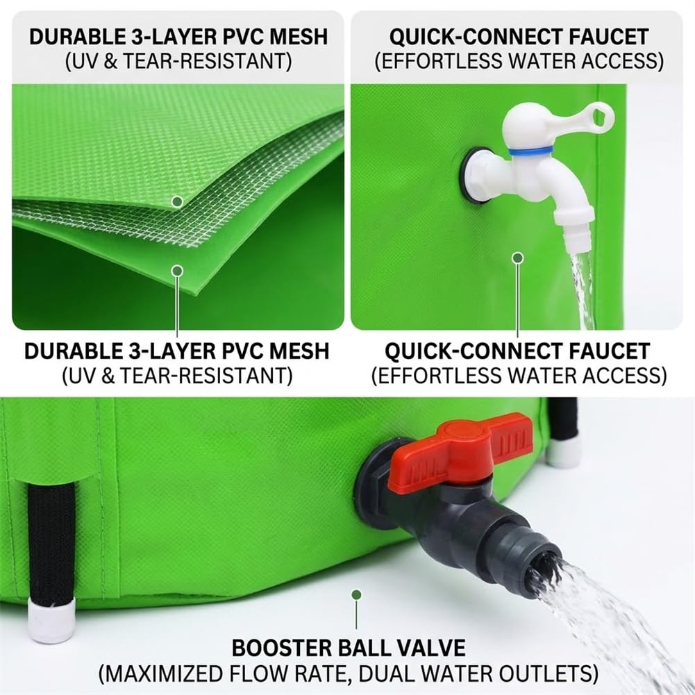 Barile di Raccolta dell'Acqua piovana Pieghevole da 66 galloni Serbatoio di Raccolta dell'Acqua in PVC Resistente con Rubinetto del Filtro e valvola Inferiore