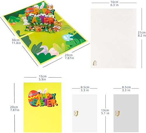 Miniatura 2 de CNLITIHEKA Tarjetas emergentes de Pascua de Animal Garden, tarjeta de feliz Pascua, tarjeta de conejo de Pascua, tarjeta de felicitación de Pascua