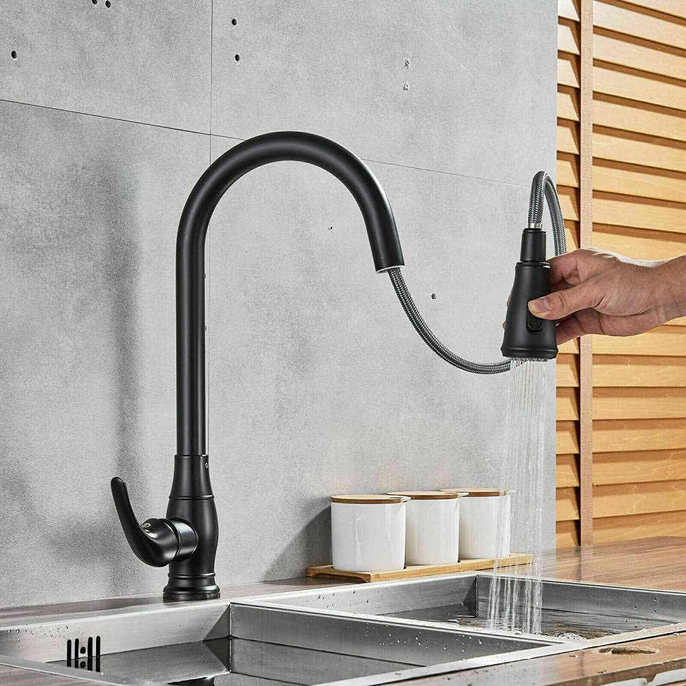 Zbbdfazd Black Touch On Induction Kitchen Faucet Pull Out Sprayer Mixer Tap Single Handle Tap