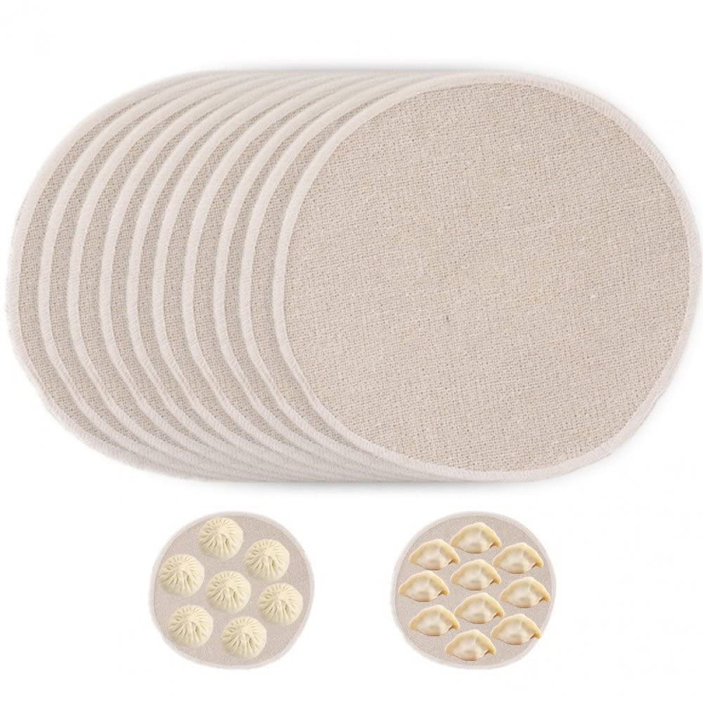 Pinicecore10pcs Round Cotton Yarn Cloth Reusable Non Stick Household Liners Cloth Mesh Mat Pad Steamed Buns Dumplings Baking Cooking Tool