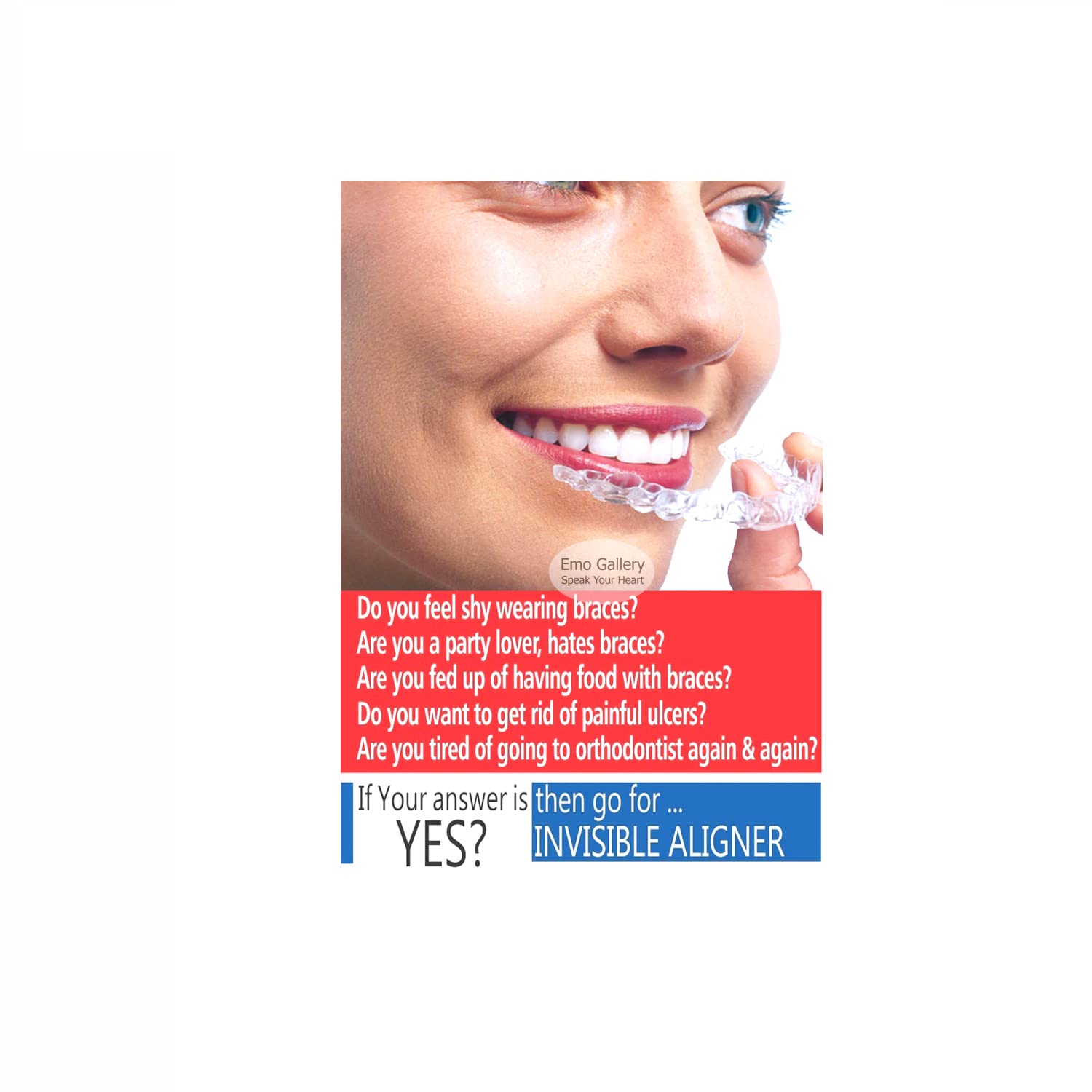 Doctor Decorative Poster|Clear Teeth Aligners,Invisible Braces Poster,Denatl Clinic Glowing Wall Sticker 18x12Inc