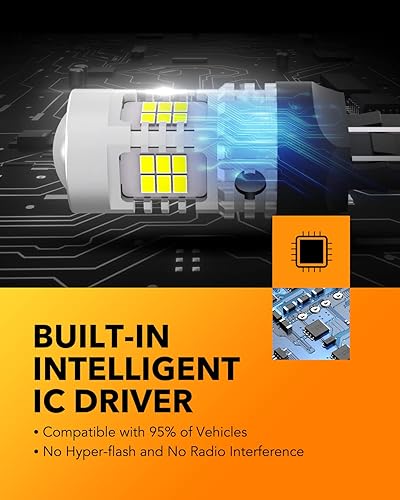 Miniatura 46 de OXILAM Bombilla LED 912 921 mejorada, luces de marcha atrás, bombillas de respaldo para automóvil, brillo 300% más alto, 6000 K, blanco