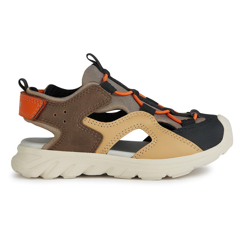 Geox Boys J Airadyum BO Sandal, Brown Dk Beige, 1 UK