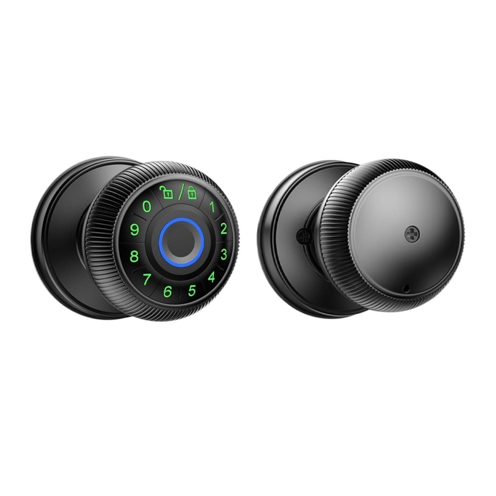 Q6 Smart Fingerprint Door Lock Round Knob Electronic with Password/Key APP Unlock(Q6 Black)