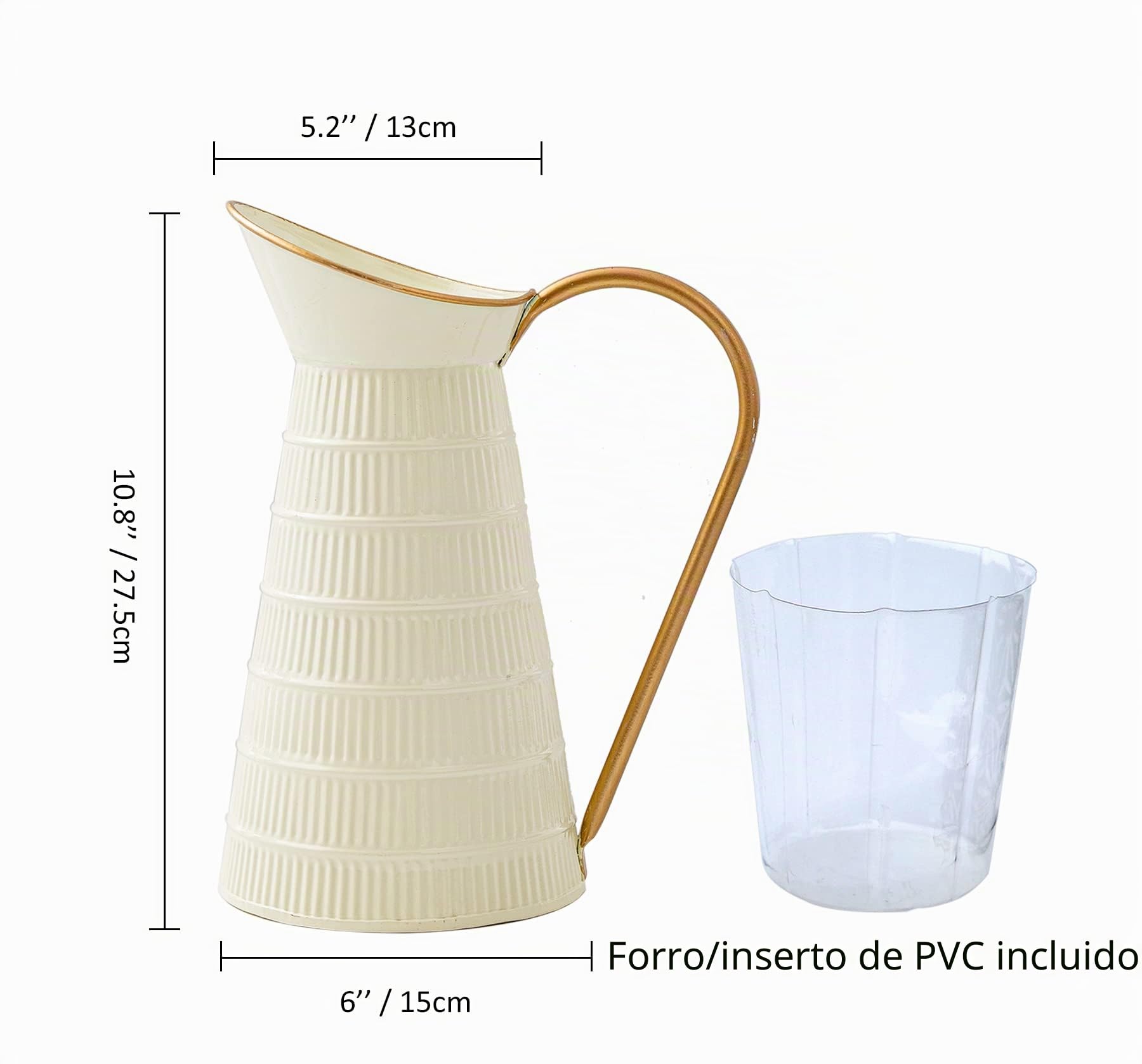Elegante jarrón de Metal Blanco Crema, jarrón galvanizado de Granja, Jarra de Leche Decorativa rústica para Flores