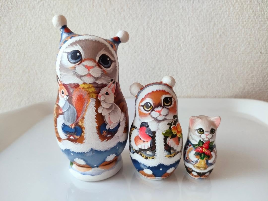 猫マトリョーシカ 5P シロフ工房 値下げ】ショコラ工房 猫
