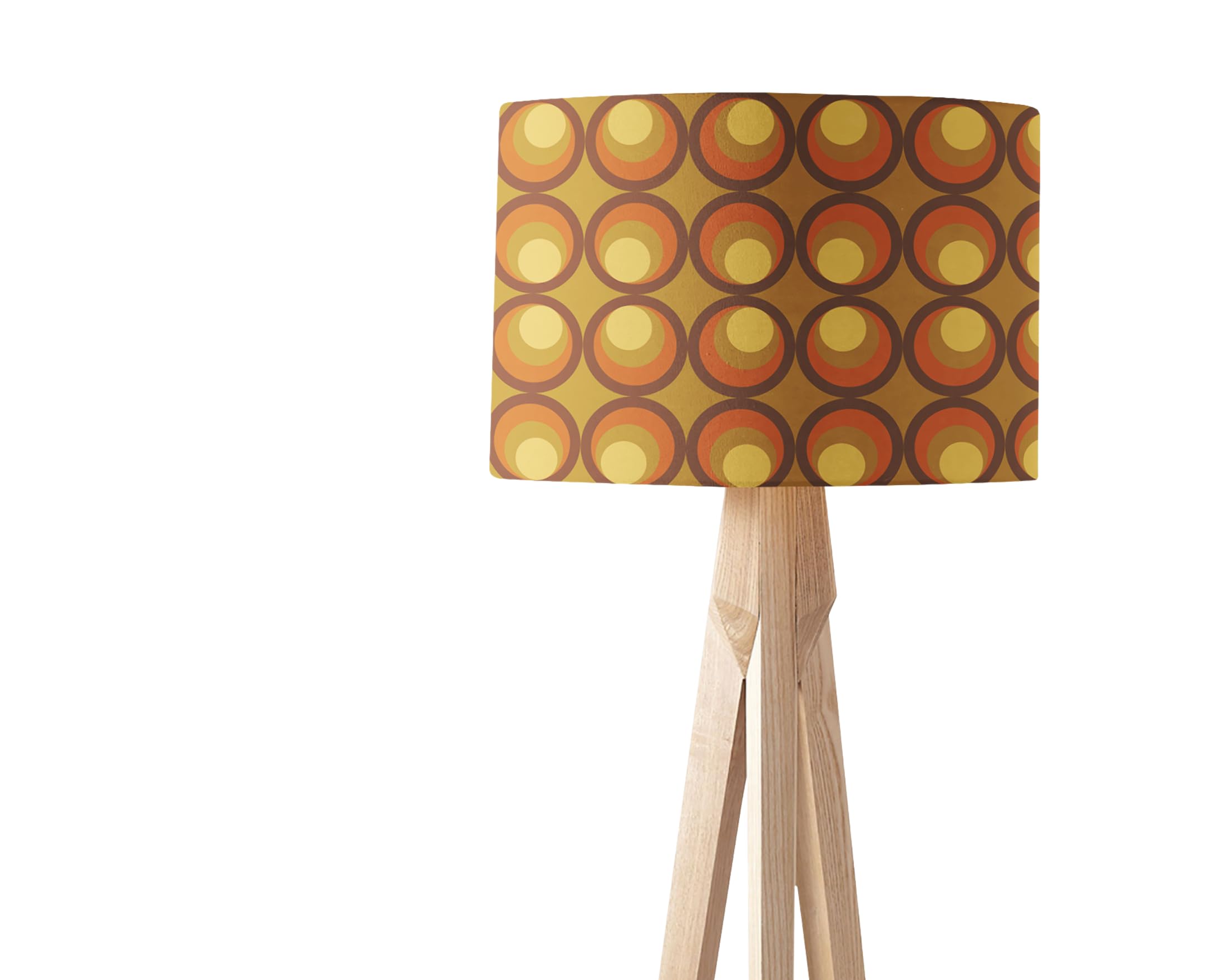 Orange & Brown 1970s Retro Circle Lampshade – Geometric Mid Century Style – Table Lamp or Ceiling Shade – 40mm ES Fitting with Reducer
