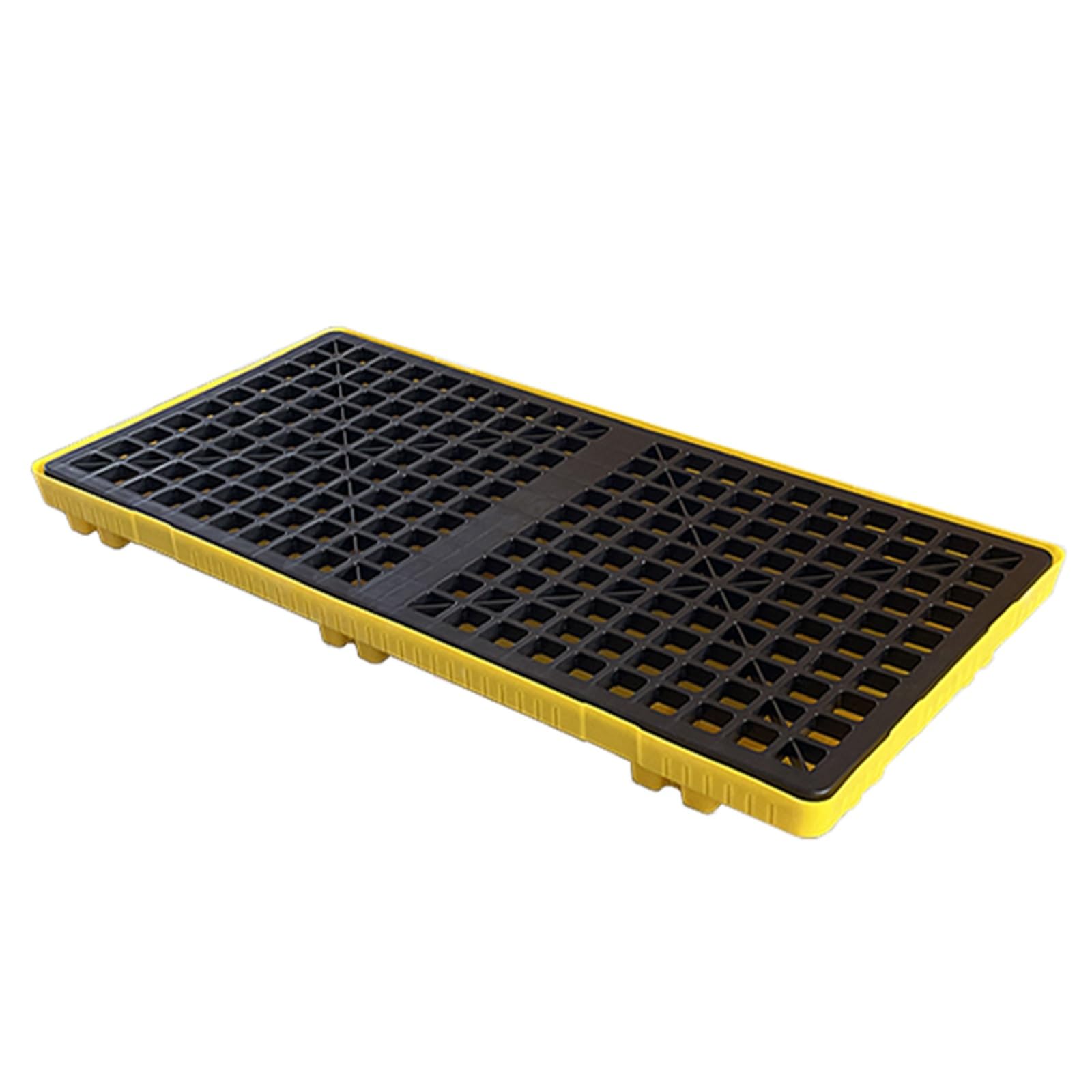 Paleta de contención de derrames modular de plástico apilable con desagüe 1