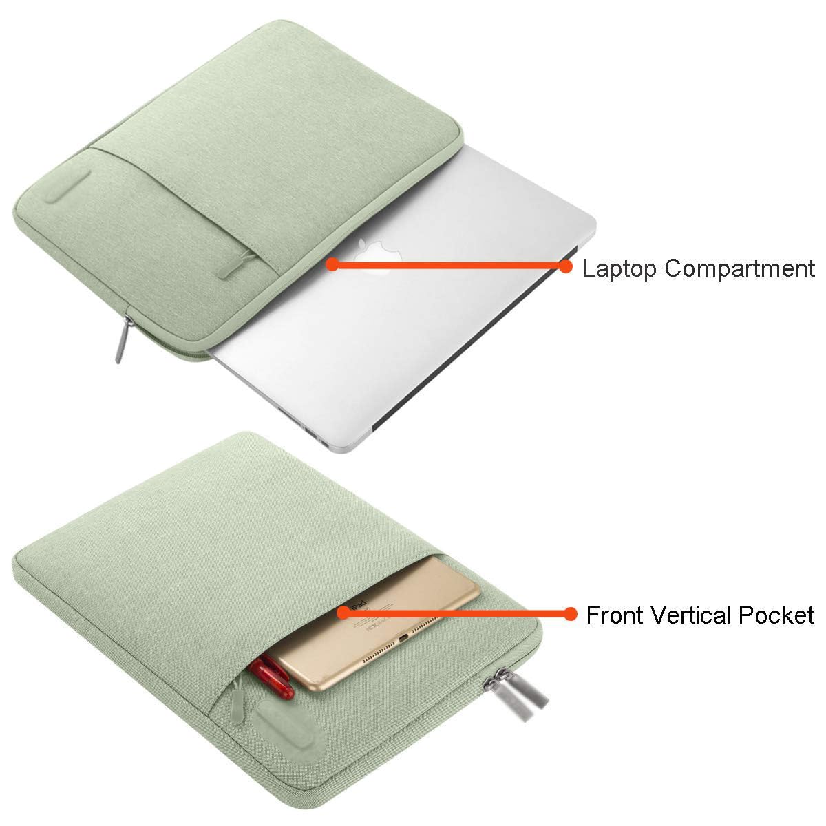 MOCA Laptop Case 13.3 inch, 13-13.3 inch Laptop Sleeve Compatible with MacBook Air/Pro 13/Pro 14 M5 M4 M3 M2 M1, HP Dell ASUS Lenovo,Polyester Vertical Computer Sleeve Bag with Pocket — Amazon image 3