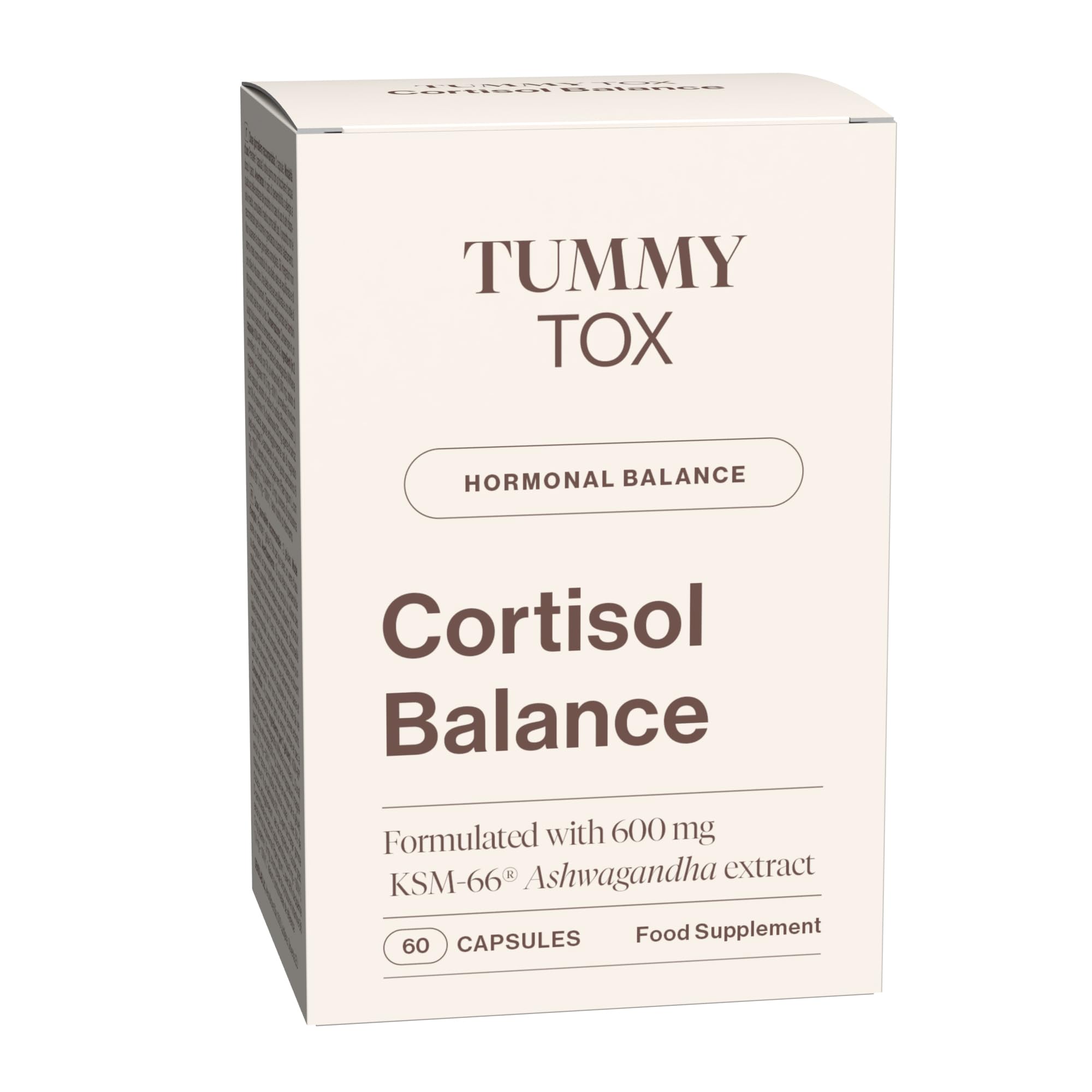 Cortisol Balance - 600 mg Ashwagandha KSM-66, Rodiola Rosea con Magnesio, Vitamina B6 e Vitamina B5-60 capsule, Tummy Tox