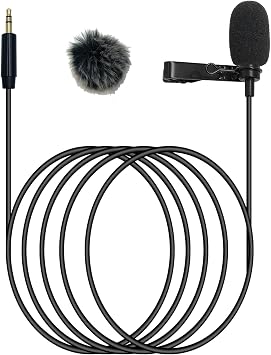 Lavalier Lapel Microphone Condenser Mic Condenser Wired Clip On Lav Mic (Straight 3.5mm TRS Plug for DJI and for Rode)
