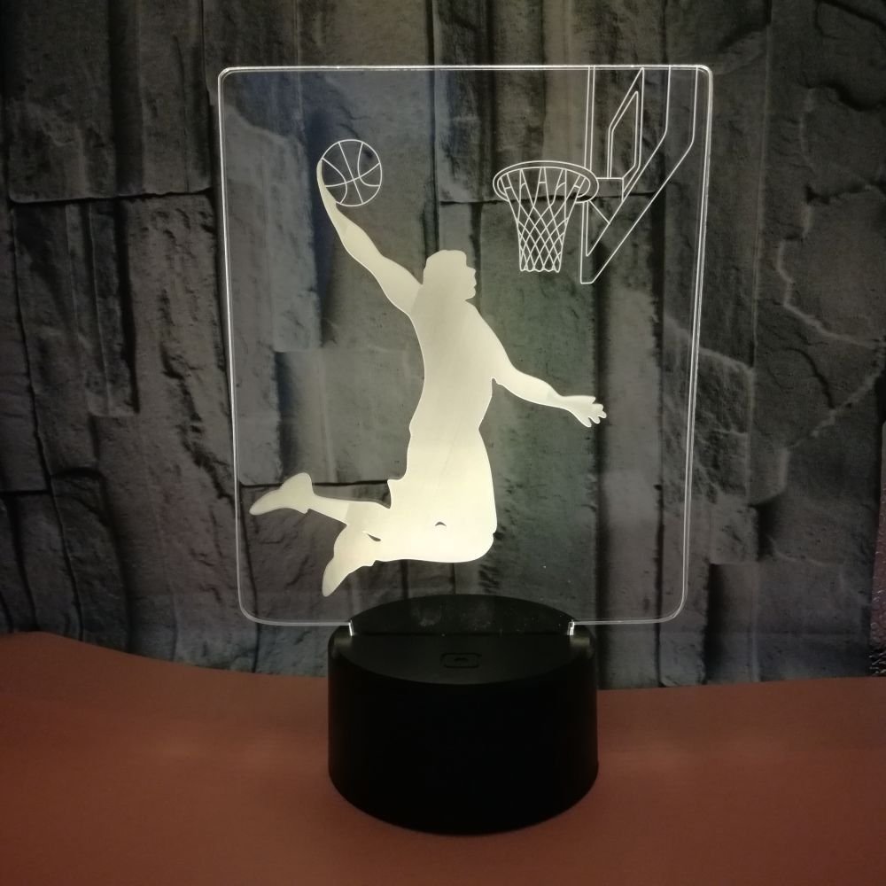 YRTMHU modello di basket Lampade 3D Illusione Ottica Luce Notturna, Lampade da Comodino per Camera da letto Luce Notturna LED con Telecomando, con Interruttore Touch Lampada da Tavolo