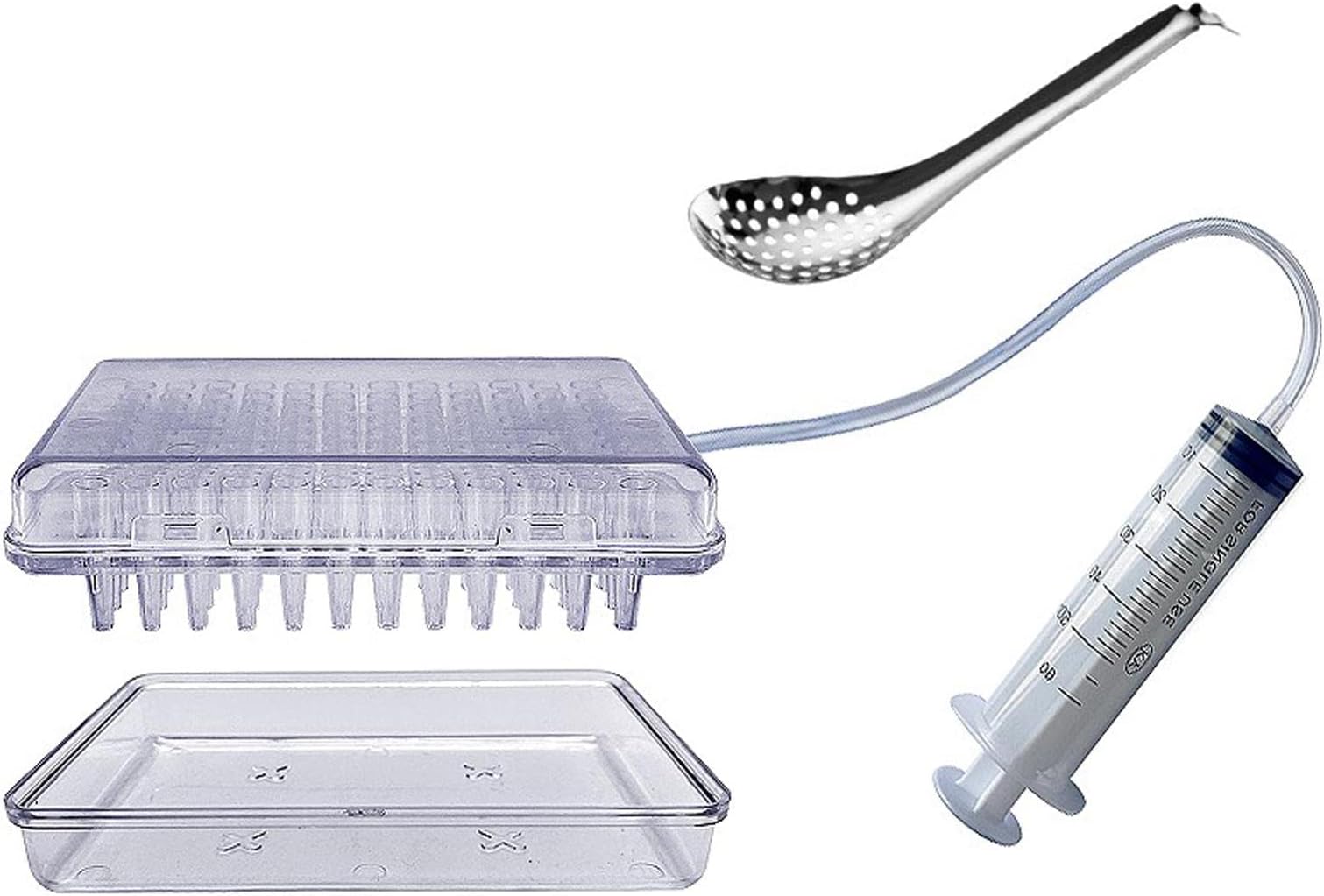 Spherification Dropper Gastronomy 96-Holes Fish Roe Sauce Dispenser Strainer Filter Tools & Tube Kitchen, 02, 18cmx13cmx5cm