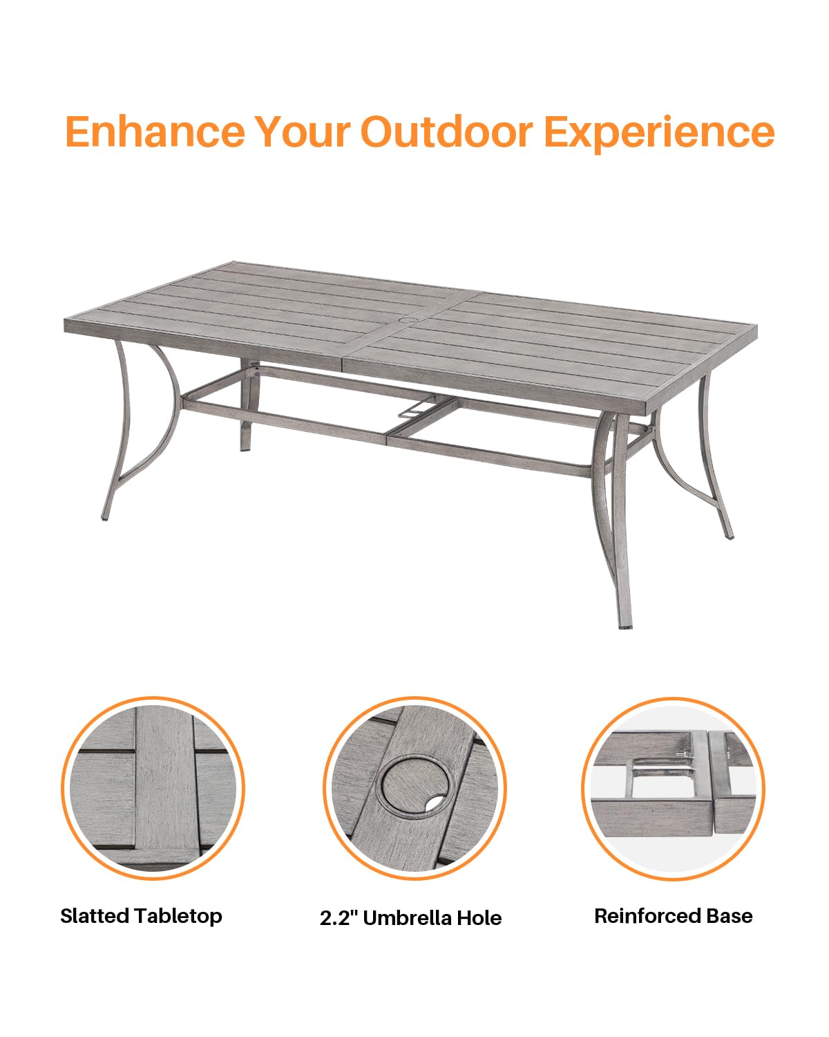 Juego de comedor al aire libre de 9 piezas, juego de comedor de aluminio de roble limado con sillas giratorias, juego de mesa y sillas de patio para todo tipo de clima para 8 personas con 8