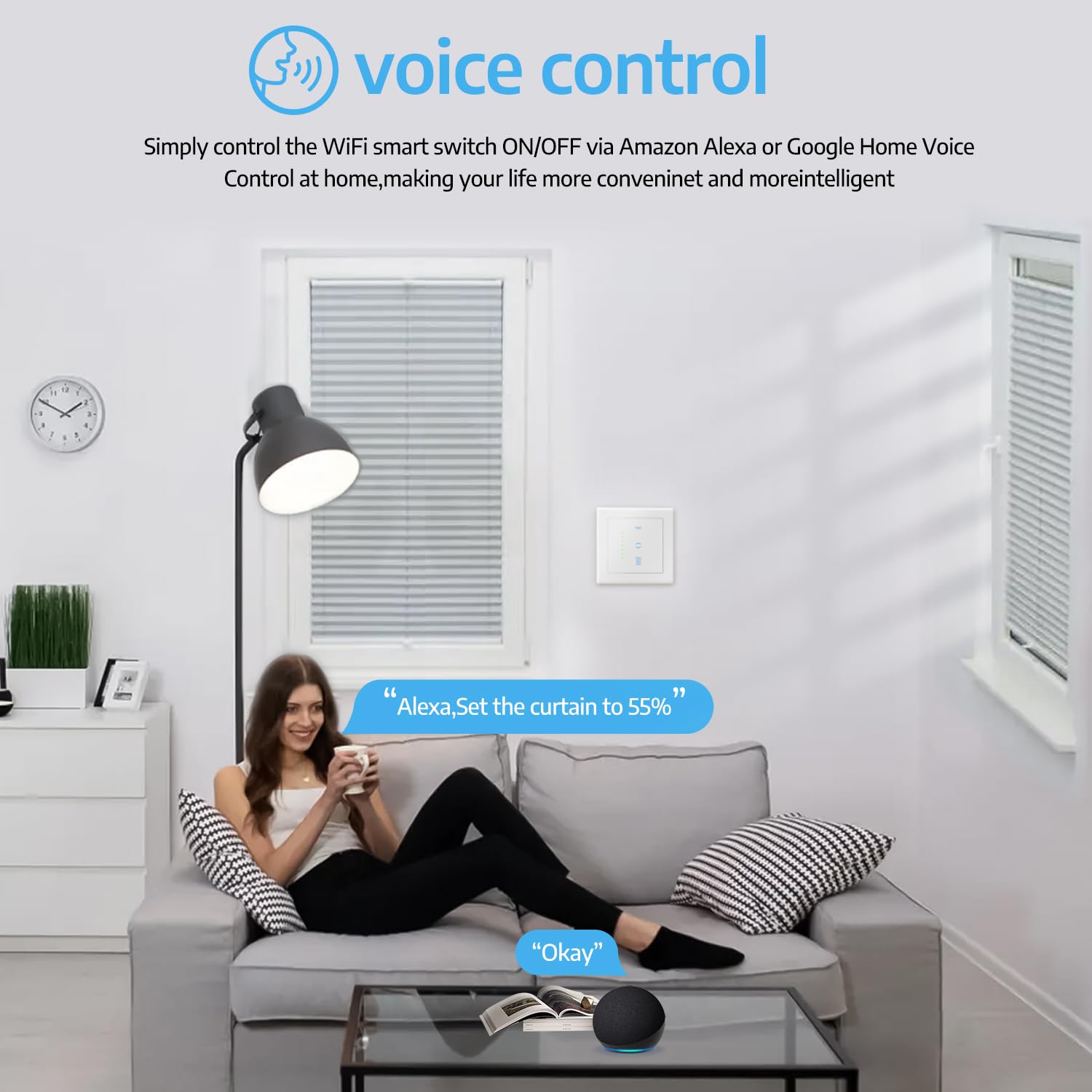SMARTERCURRY Interruttore Wi-Fi per tapparelle, [7 Pro] Smart tapparelle, timer per il controllo di tapparelle, persiane, tende da sole, Wi-Fi compatibile con Echo Alexa/Google Assistant, 1 pezzo