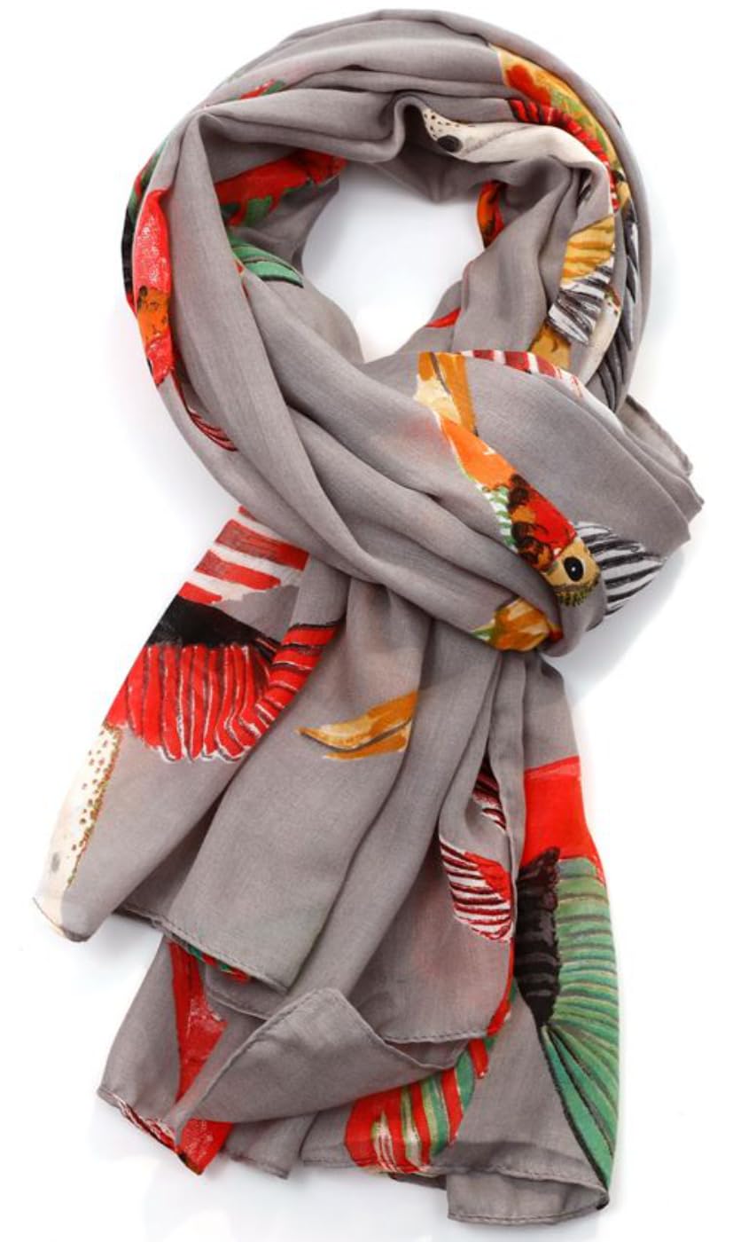 GlamLondon Birds Scarf Festive Happy Fashion Gift (Grey)