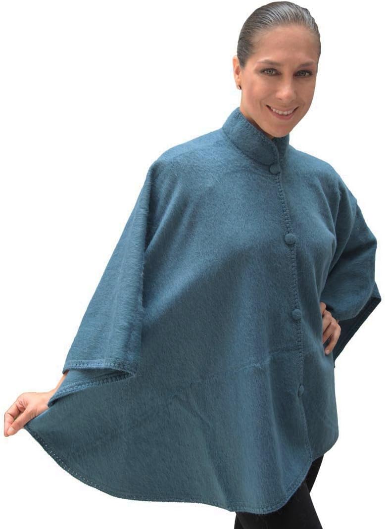 Fine Woven Alpaca Wool Cloak Wrap Cape Ruana Poncho, One Size, Solid Colors