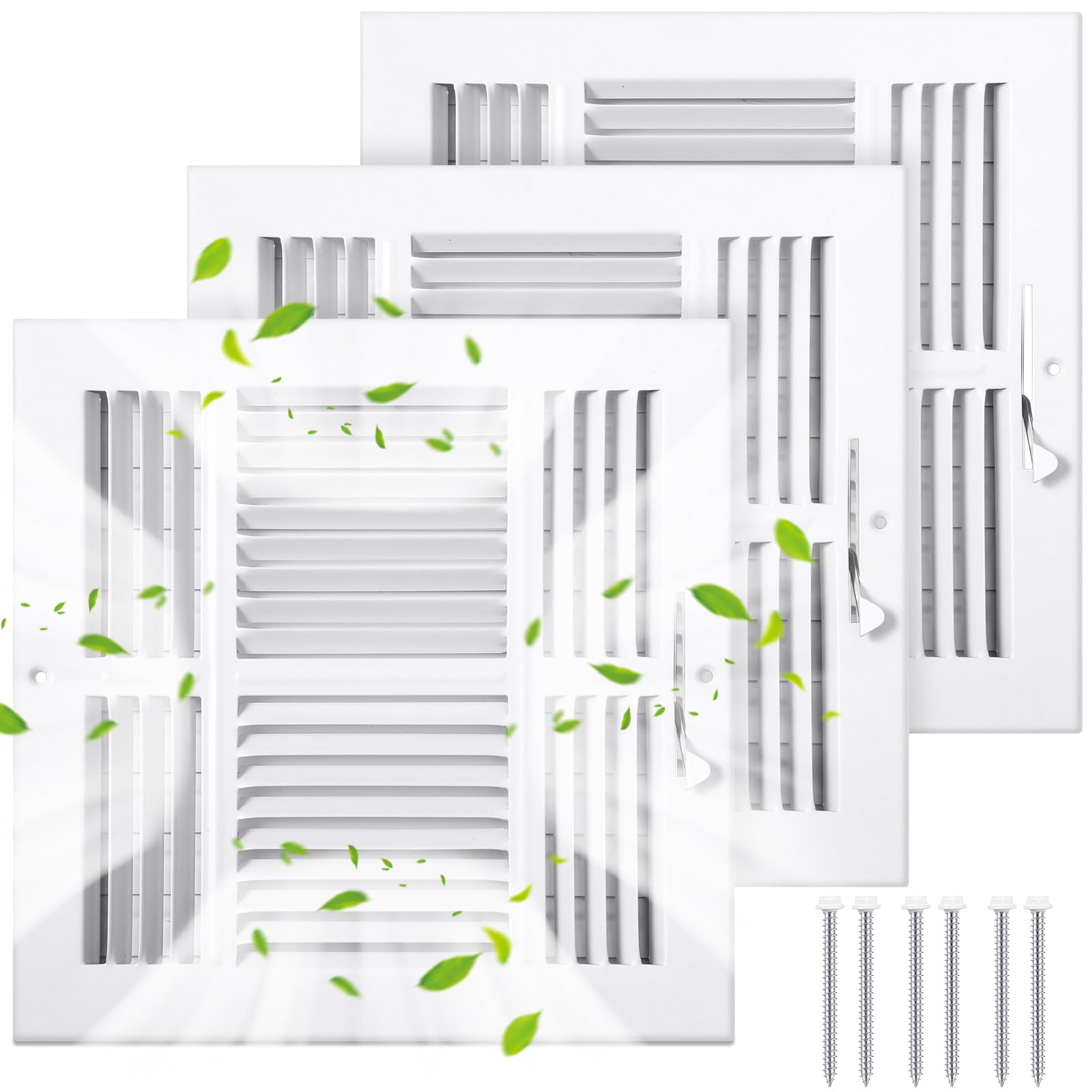 VIHOSE 3 Pcs 10 x 10 Inch 4 Way Air Vent Cover for Home Ceiling or Wall ...