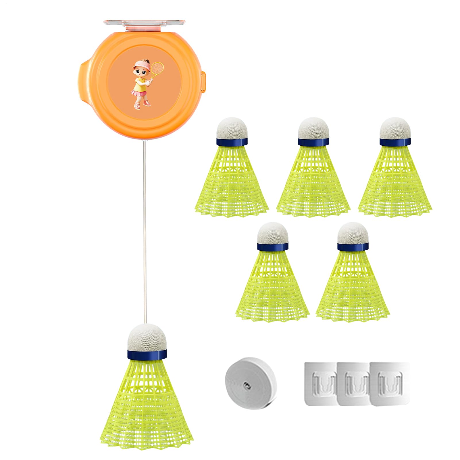 Genérico Entrenador de Rebote para un Jugador de bádminton,Bádminton de Rebote - Práctica de Equipo de bádminton en Solitario,Juego de portátil de coordinación -Mano con Cordones elásticos para