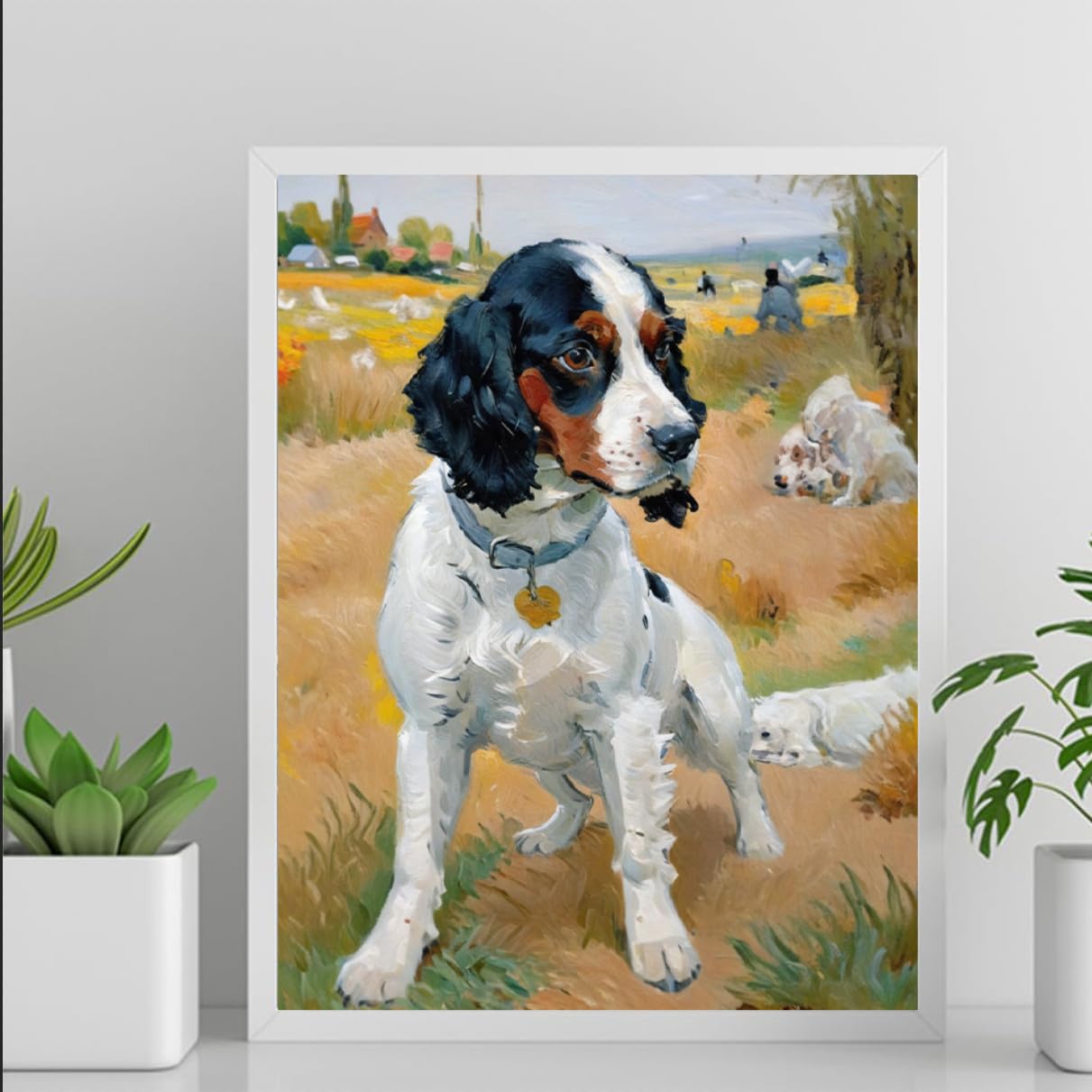 DIY Oil Painting by Number Springer Spaniel Dog Painting by Numbers for Beginners,Acrylic Paint Crafts for Home Decor 12x16inch(30x40cm) Frameless